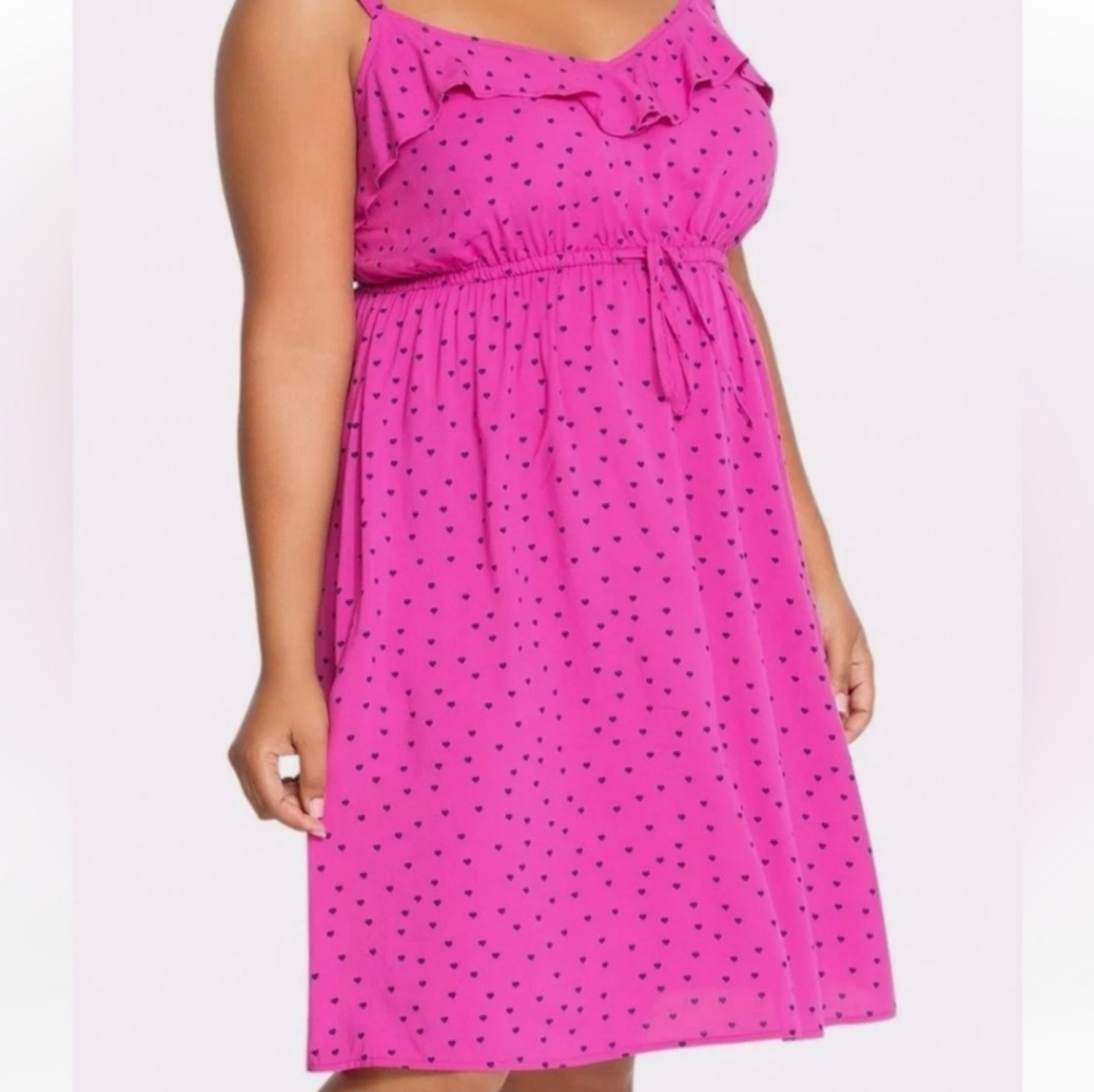 torrid Pink dress with blue heart adjustable strap dress size 2X